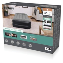 Надувная кровать 97х191х46 см, с подголовником, встроенный насос 220 В, до 150 кг, BESTWAY, 67401 - фото 16568843