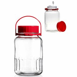 Банка герметичная с красной крышкой, объем 5000 мл, стекло, PASABAHCE "ХАРВЕСТ", 80007СЛ1 - фото 16568915