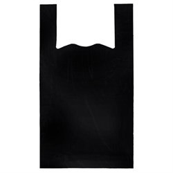 Пакет "майка" КОМПЛЕКТ 100 штук, 24+12х45 см, ПНД черный, 12 мкм, LAIMA, 700786 - фото 16568924