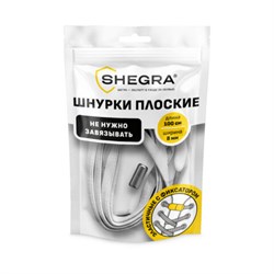 Шнурки плоские эластичные БЕЛЫЕ длина 100 см, ширина 8 мм, 2 капсулы, цвет белый, SHEGRA, 701707 - фото 16568992