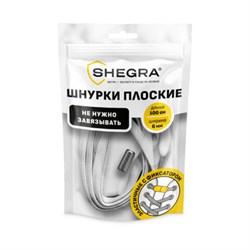 Шнурки плоские эластичные БЕЛЫЕ длина 100 см, ширина 6 мм, 2 капсулы, цвет серебряный, SHEGRA, 701712 - фото 16568997