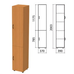 Шкаф закрытый "Фея", 370х390х2000 мм, цвет орех милан (КОМПЛЕКТ) - фото 16569103