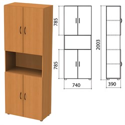 Шкаф полузакрытый "Фея", 740х390х2000 мм, цвет орех милан (КОМПЛЕКТ) - фото 16569146