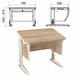 Стол-парта регулируемый "ДЭМИ" СУТ.41, 750х550х530-815 мм, бежевый каркас, пластик бежевый, дуб сонома (КОМПЛЕКТ) - фото 16569341