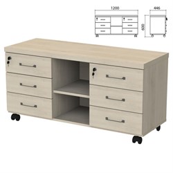 Тумба-креденция "Приоритет" 1200х446х600 мм, 6 ящиков, кронберг, (КОМПЛЕКТ) - фото 16569361