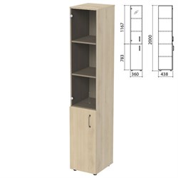 Шкаф закрытый со стеклом "Приоритет", 360х438х2000 мм, 4 полки, кронберг (КОМПЛЕКТ) - фото 16569370