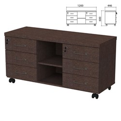 Тумба-креденция "Приоритет" 1200х446х600 мм, 6 ящиков, венге (КОМПЛЕКТ) - фото 16569381