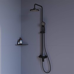 Душевая стойка RGW SP-26-B черный, головной душ/смеситель (ручной душ, шланг 1,5 м) - фото 16589024