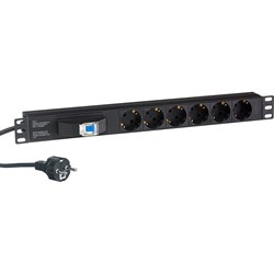 Блок розеток ExeGate ServerPro PDU-19H610 Al-6S-EU2.5CU-1P - фото 16602704
