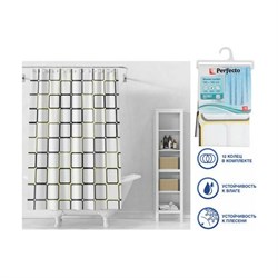 Штора для ванной комнаты PERFECTO LINEA Secret 180x180, с кольцами, графика - фото 16609254