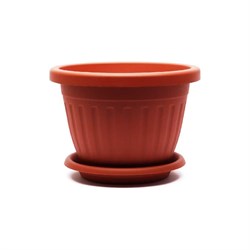 Кашпо ООО КЗНМ сильвер эко с блюдцем d 33, объём 11,9л терракот - фото 16615754