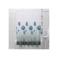 Штора для ванной Доляна Синие маки - фото 16623726
