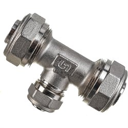 Никелированный тройник Uni-Fitt 666N8680 - фото 16627679