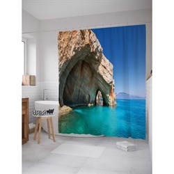 Шторка-занавеска для ванной JoyArty Греческие гроты Закинф - фото 16639517
