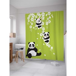 Шторка-занавеска для ванной JoyArty Панды улыбаются - фото 16639664