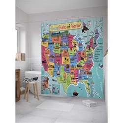 Шторка-занавеска для ванной JoyArty Анималистическая карта США - фото 16639755