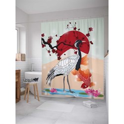 Шторка-занавеска для ванной JoyArty Японский журавль - фото 16639793