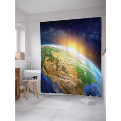 Шторка-занавеска для ванной JoyArty Рассвет в космосе - фото 16682902