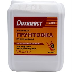 Проникающая акриловая грунтовка для наружных и внутренних работ ОПТИМИСТ G102 - фото 16683390
