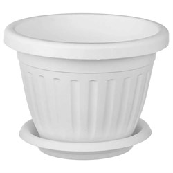 Кашпо ООО КЗНМ сильвер эко с блюдцем d 42, объём 24,6л белый - фото 16700353