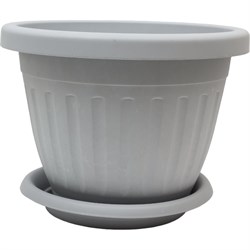 Кашпо ООО КЗНМ сильвер эко с блюдцем d 42, объём 24,6л меланж (серый мрамор) - фото 16715409