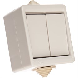 Брызгозащищенный двухклавишный выключатель Кунцево-Электро А510-235 - фото 16765389