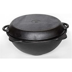 Чугунный казан Davr Metall казан10(плоск)+крыш(сков)10л - фото 16863405