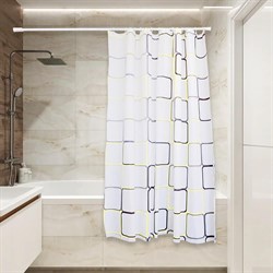 Штора для ванной Сантис peva pv-103 (абстракция квадраты) 75 gsm 180x180 см - фото 16867128