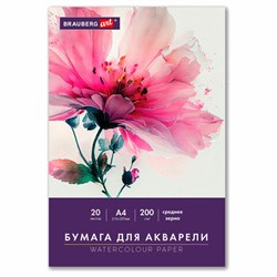 Бумага для акварели А4 в папке, 20 листов, 200 г/м2, среднее зерно, BRAUBERG ART CLASSIC, 116351 - фото 16900495