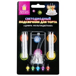Цифра-подсвечник "7" светодиодная, ЗОЛОТАЯ СКАЗКА, в наборе 4 свечи 6 см, 1 батарейка, 591430 - фото 16900753