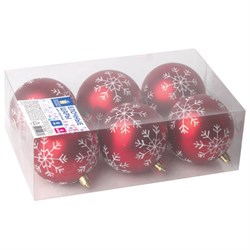 Шары ёлочные 6 шт., 8 см, "Basic Art", пластик, цвет: красный/белый, ЗОЛОТАЯ СКАЗКА, 590891 - фото 16912788