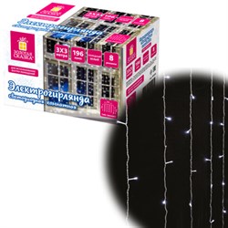 Электрогирлянда-занавес комнатная "Штора" 3х3 м, 196 LED, холодный белый свет, 220 V, ЗОЛОТАЯ СКАЗКА, 591353 - фото 16912809