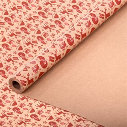 Бумага упаковочная подарочная крафт BIG SIZE новогодняя "Christmas Party", 0,7х10 м, ЗОЛОТАЯ СКАЗКА, 591947 - фото 16912815