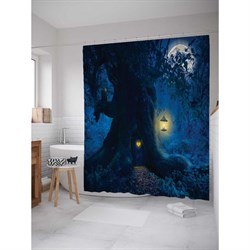 Шторка-занавеска для ванной JoyArty Ночной дом в дереве - фото 16922373