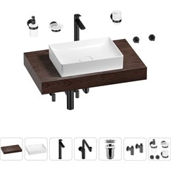 Комплект мебели для ванной комнаты с раковиной Wellsee Genuine Tree - фото 16936883