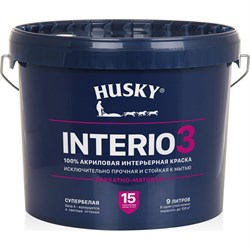 Краска HUSKY INTERIO 3 бархатно-матовая, интерьерная, 9 л 32493 - фото 16948550