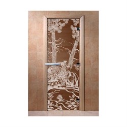 Дверь для бани DoorWood Мишка в лесу - фото 16953590