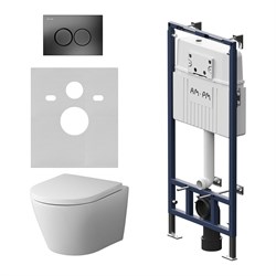 Инсталляция AM.PM MasterFit с клавишей L черный матовый, с подвесным унитазом Sense FlashClean, с сиденьем - фото 16963121