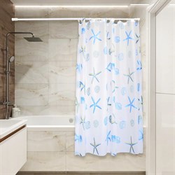 Штора для ванной Сантис peva pv-106 (абстракция морские звезды синие) 54 gsm 180x180 см - фото 16966369