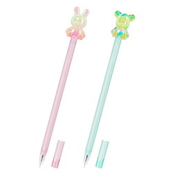 Ручка с акриловым топпером шариковая FUNSTER (ФАНСТЕР) "BEAR&BUNNY", СИНЯЯ, ассорти, пишущий узел 0,7 мм, линия письма 0,35 мм, 144372 - фото 17000768