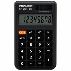 Калькулятор карманный CROMEX (КРОМЕКС) CX-210N-BK (96х62 мм), 8 разрядов, двойное питание, черный, 273834 - фото 17000940