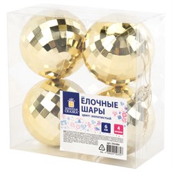 Украшение ёлочное 4 шт., 6 см, "Диско-шар", пластик, золотистый, ЗОЛОТАЯ СКАЗКА, 592484 - фото 17001152