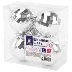 Украшение ёлочное 4 шт., 6 см, "Диско-шар", пластик, серебристый, ЗОЛОТАЯ СКАЗКА, 592485 - фото 17001153