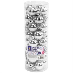 Шары ёлочные 32 шт., 2,5 см, "Tender Shine", пластик, серебристые, глянец, ЗОЛОТАЯ СКАЗКА, 592501 - фото 17001158