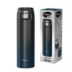 Термокружка 420 мл JOYLUX (ДЖОЙЛЮКС) ULTRA GRADIENT, нержавеющая сталь SUS304, черный/синий, 700275 - фото 17001376