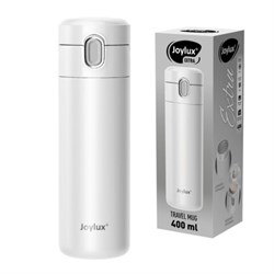 Термокружка 400 мл JOYLUX (ДЖОЙЛЮКС) EXTRA STYLE, нержавеющая сталь SUS304, белый матовый, 700281 - фото 17001382
