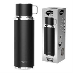 Термос 0,75 л JOYLUX (ДЖОЙЛЮКС) ULTRA, нержавеющая сталь SUS316, крышка/кружка, питейник, сито, черный матовый, 700314 - фото 17001387