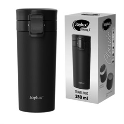 Термокружка 380 мл JOYLUX (ДЖОЙЛЮКС) CLASSIC, нержавеющая сталь SUS304, черный матовый, 700270 - фото 17006696