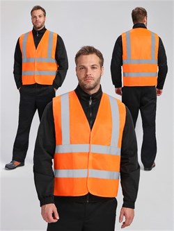 Жилет сигнальный ProfLineBase СОП-4 (тк.Полиэфир,100), оранжевый - фото 17008188