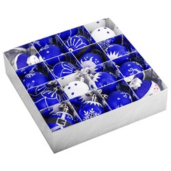 Шары ёлочные 16 шт., 6 см, "Русская Зима", пластик, цвет: синий/белый, ЗОЛОТАЯ СКАЗКА, 591985 - фото 17009677